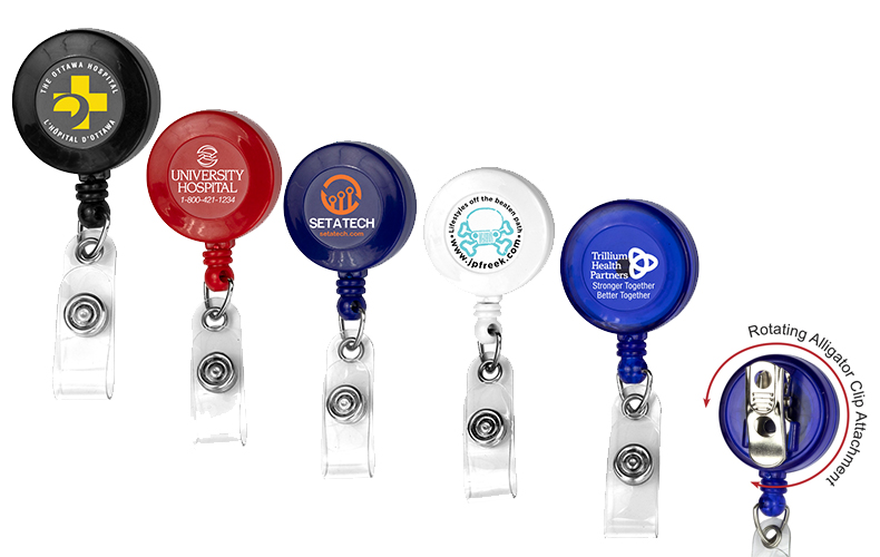 Cord Round Retractable Badge Reel and Badge Holder with Rotating Alligator Clip Attachment Cord Round Retractable Badge Reel and Badge Holder with Rotating Alligator Clip Attachment